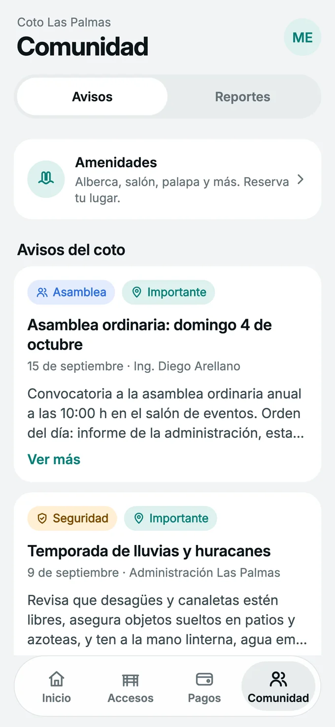 Avisos del condominio